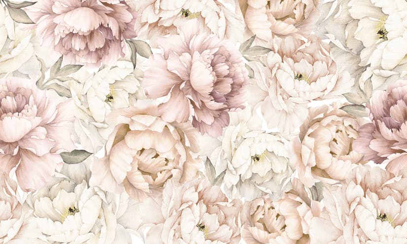 Nursery Pastel Peony Watercolor Floral For Girls Wallpaper Mural