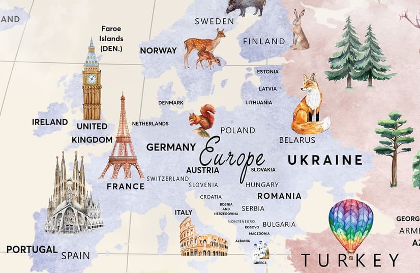 Kids Educational World Maps Wallpaper Mural