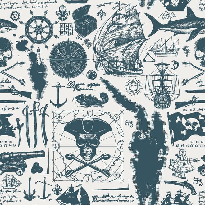Sailor Map Adventure Kids Wallpaper Mural