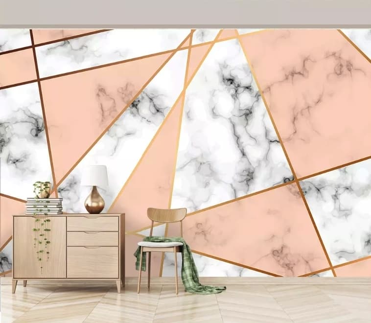 Gray Pink Marble Pattern Wallpaper Mural
