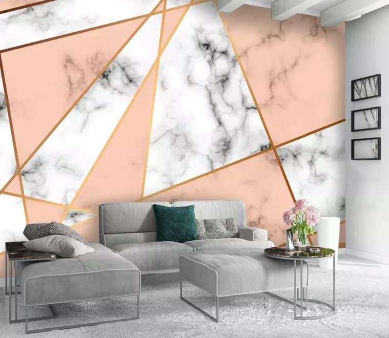 Gray Pink Marble Pattern Wallpaper Mural