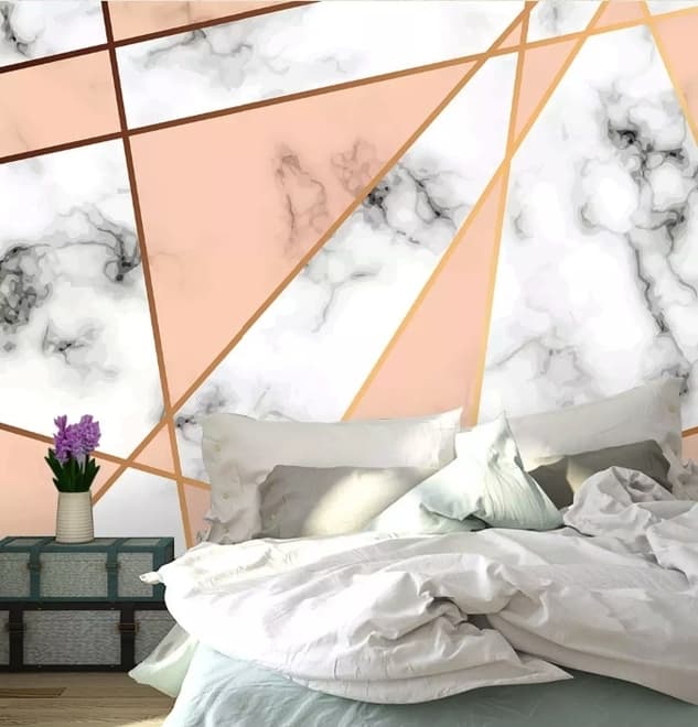 Gray Pink Marble Pattern Wallpaper Mural
