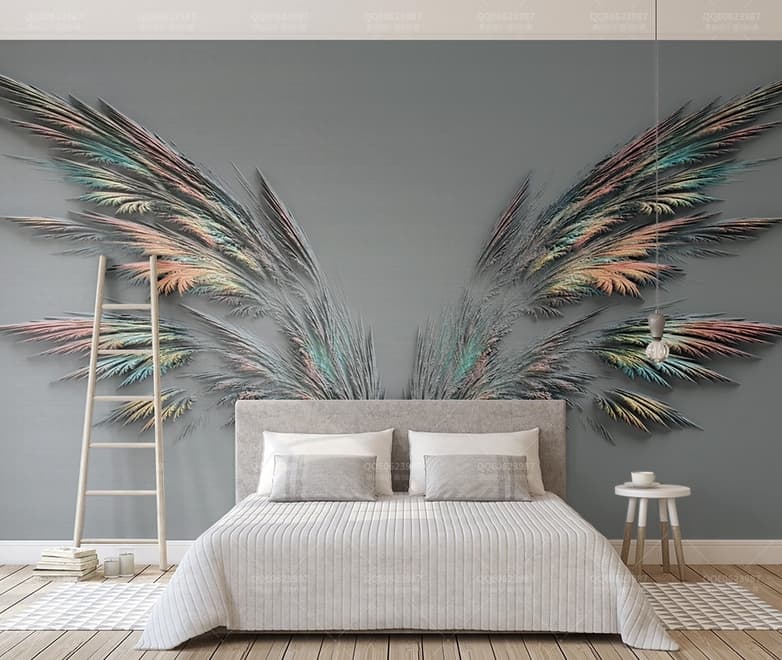 3D Embossed Look Dark Wing Wallpaper Mural