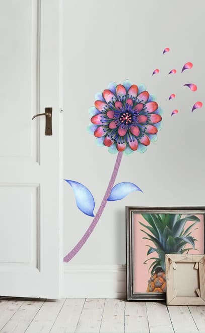 Aquarell Bunte Dahlien Blumen Wandtattoo