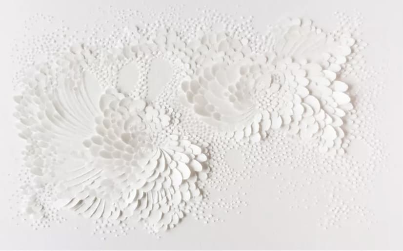 3D Embossed Look White Flowers Wallpaper Mural