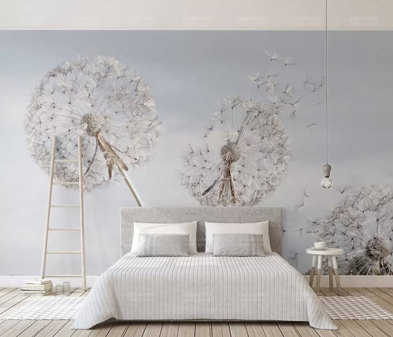 Papier peint fleurs de pissenlit
