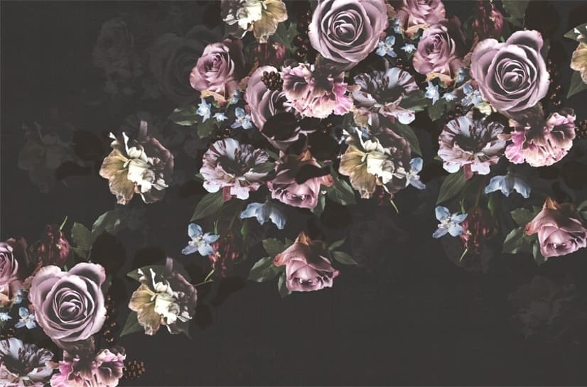 Dark Rose Floral Bouqet Wallpaper Mural