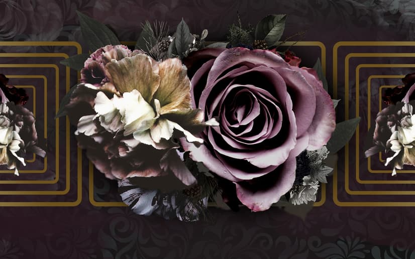 Dark Rose Floral Wallpaper Mural