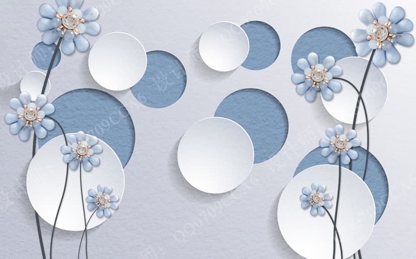 Light Blue Daisy Floral Wallpaper Mural