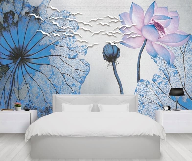 Nostalgic Lotus Floral Wallpaper Mural