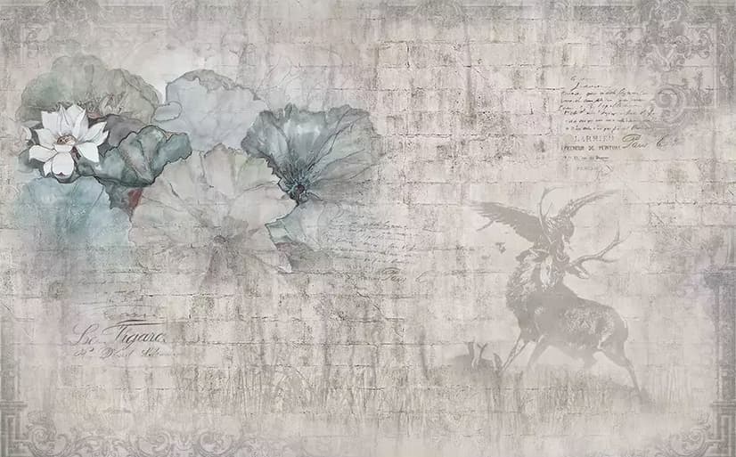 Nostalgic Lotus Flowers Wallpaper Mural