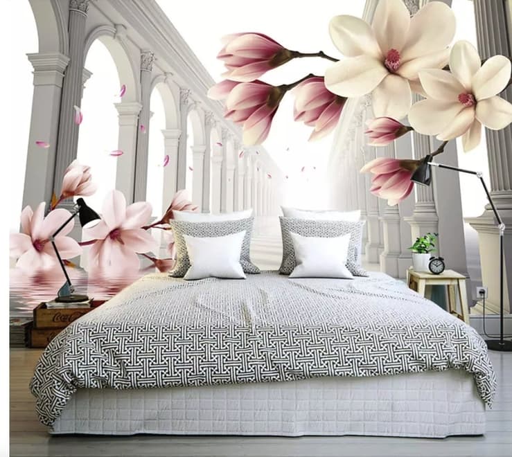 Papier peint panoramique magnolia et colonnade