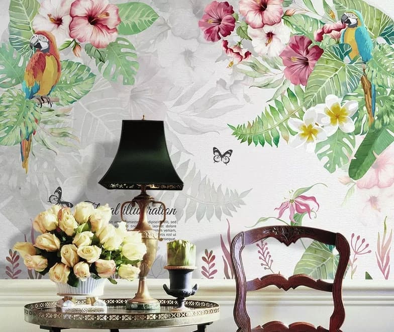 Mirabilis and Tropical Plants Wallpaper Mural