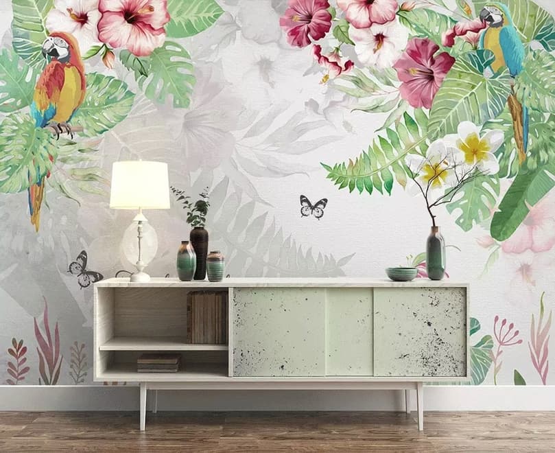 Mirabilis and Tropical Plants Wallpaper Mural