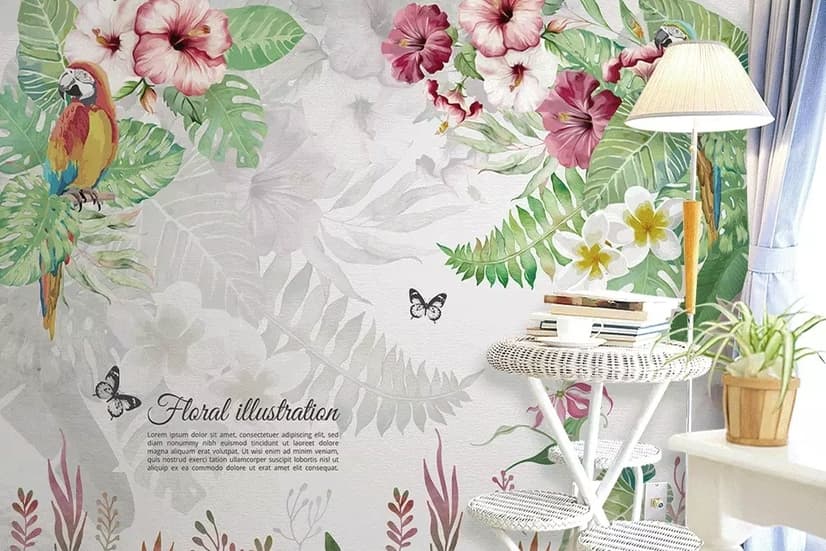 Mirabilis and Tropical Plants Wallpaper Mural