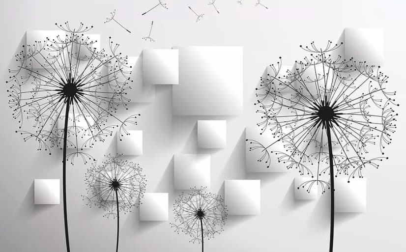 Monochrome Pusteblume Blumen Fototapete