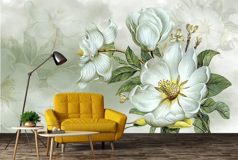 Nostalgic Magnolia Floral Wallpaper Mural
