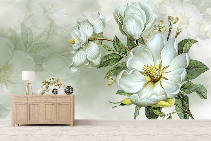 Nostalgic Magnolia Floral Wallpaper Mural