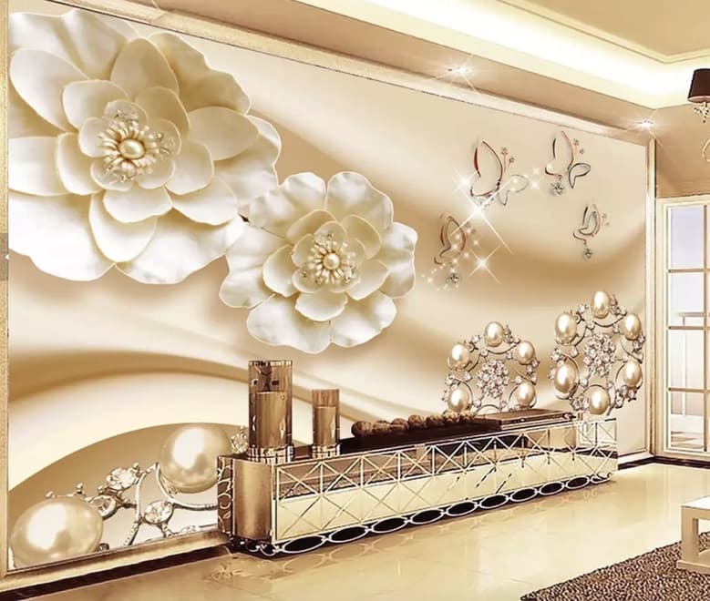 Gold Pearl Flower Wallpaper Mural