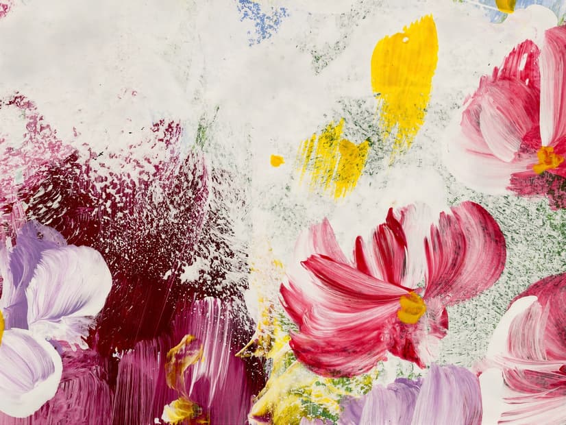Pink Red Acyrlic Floral Bouqet Wallpaper Mural