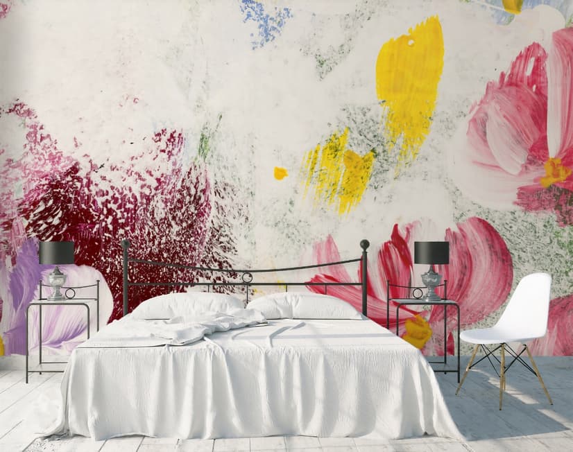 Pink Red Acyrlic Floral Bouqet Wallpaper Mural