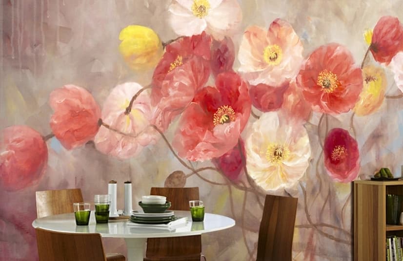 Oil Painting Poppy Floral Wallpaper Mural