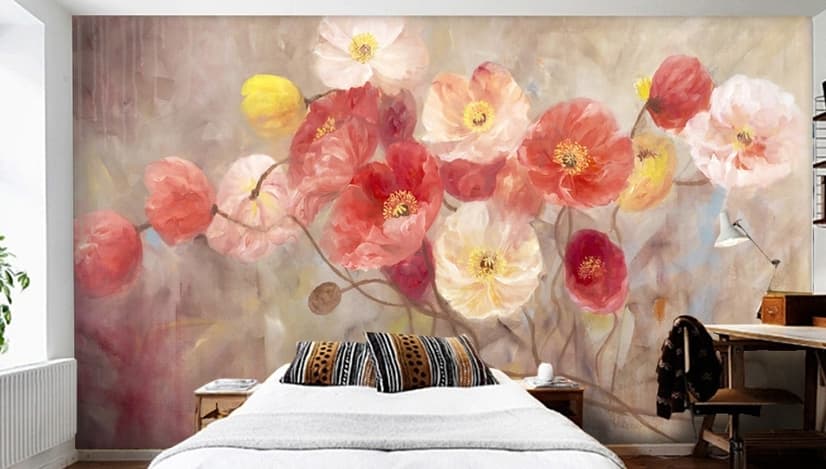 Ölgemälde Mohnblumen Fototapete