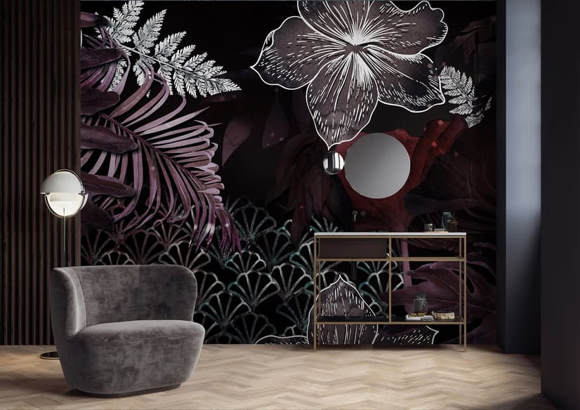 Dark Leaf Wallpaper Mural