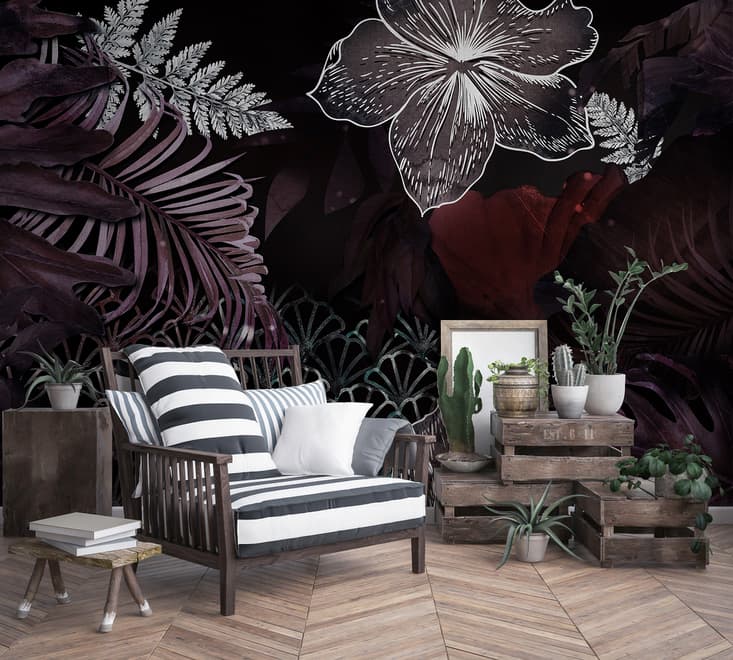 Dark Leaf Wallpaper Mural