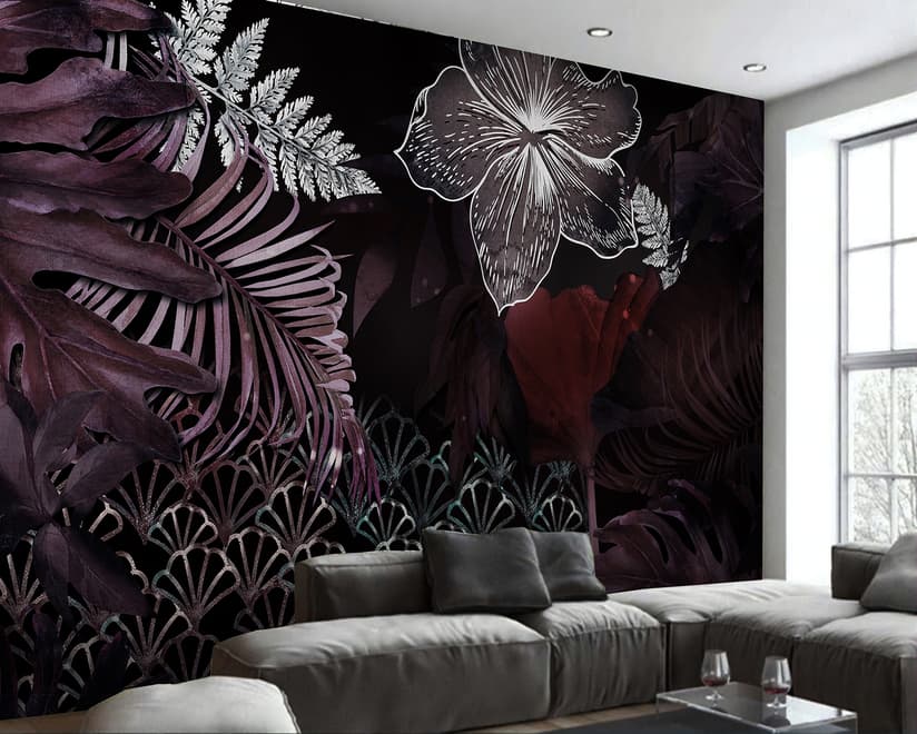 Dark Leaf Wallpaper Mural