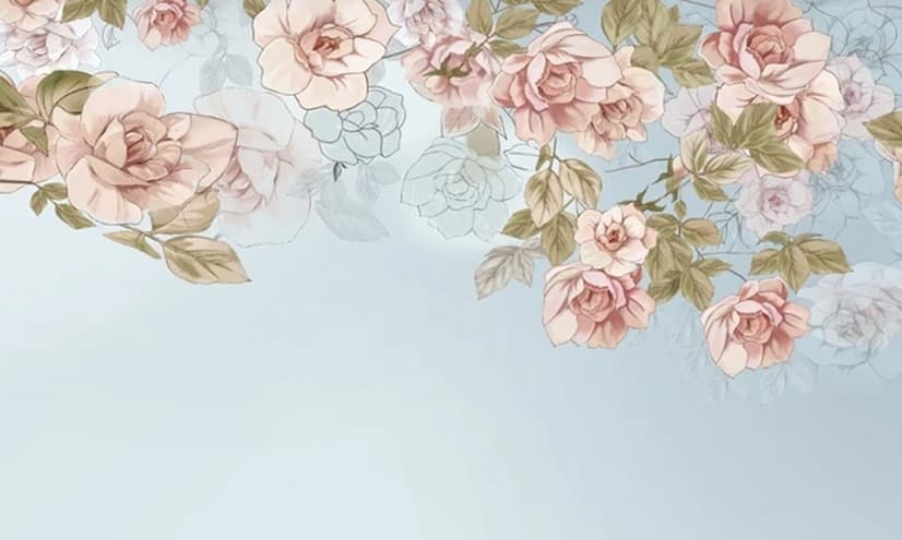 Soft Pink Vine Floral Wallpaper Mural