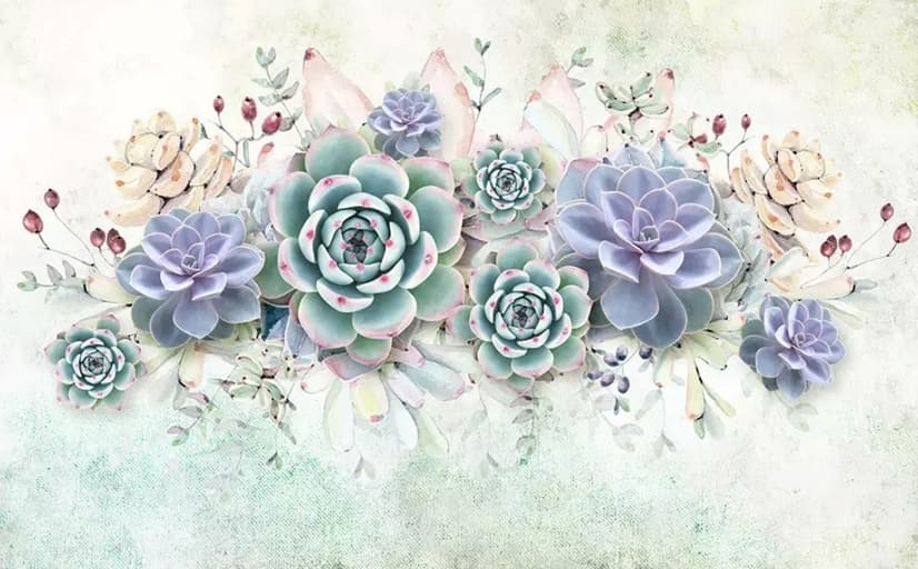 Vintage Purple Flowers Wallpaper Mural