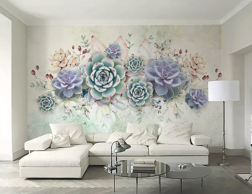 Vintage Purple Flowers Wallpaper Mural