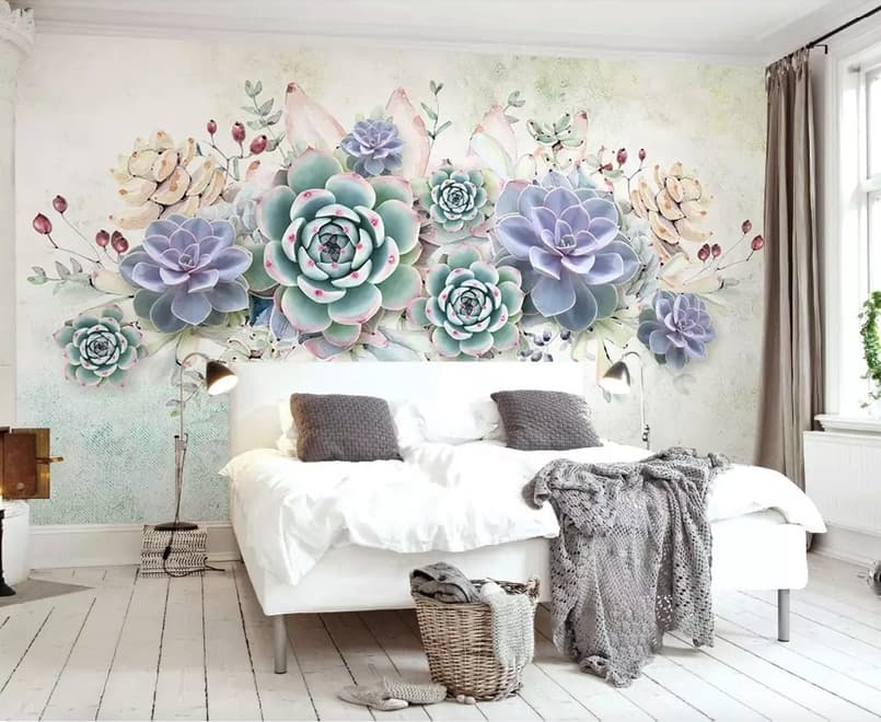 Vintage Purple Flowers Wallpaper Mural