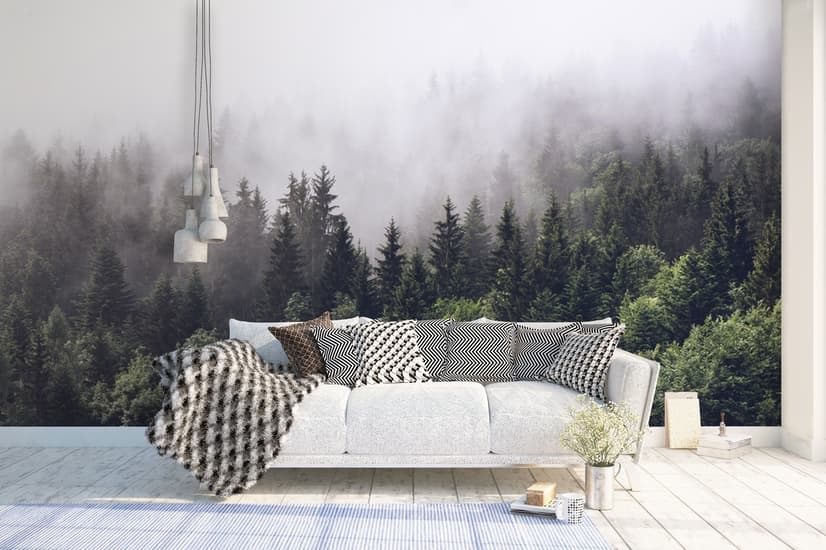 Misty Pine Forest Wallpaper Mural