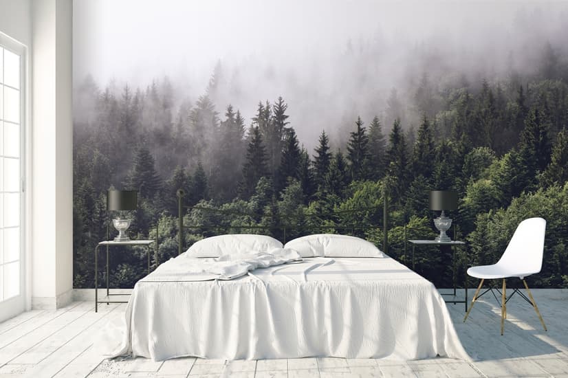 Misty Pine Forest Wallpaper Mural