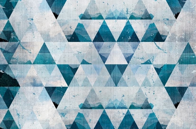 Geometric Blue Trigon Pattern Wallpaper Mural