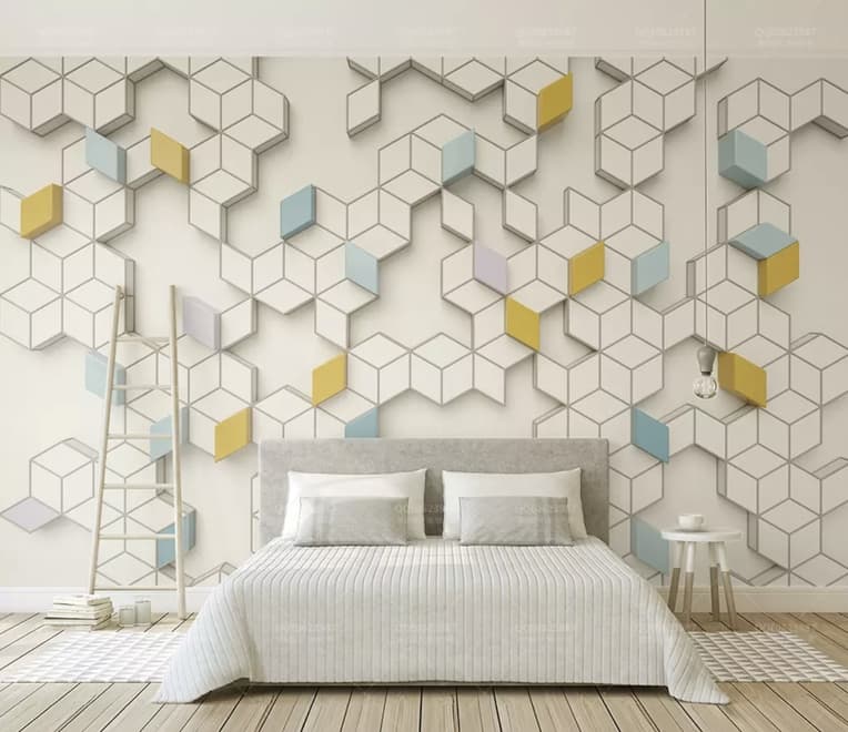 Geometric Honeycomb Pattern Wallpaper Mural