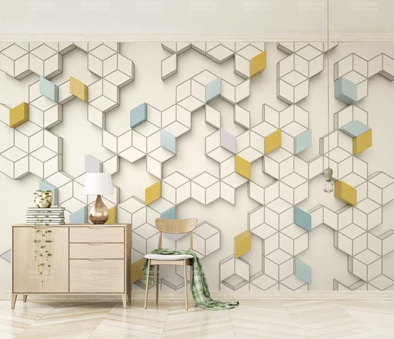 Geometric Honeycomb Pattern Wallpaper Mural