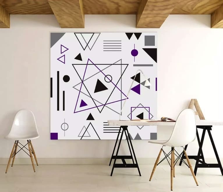 Purple Black Geometric Shapes Wallpaper Mural