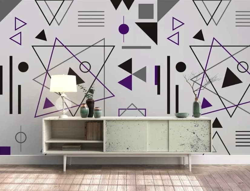 Purple Black Geometric Shapes Wallpaper Mural