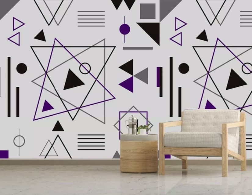 Purple Black Geometric Shapes Wallpaper Mural