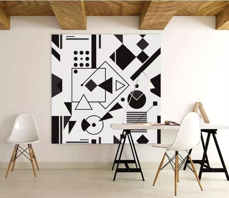 Black White Geometric Shapes Wallpaper Mural