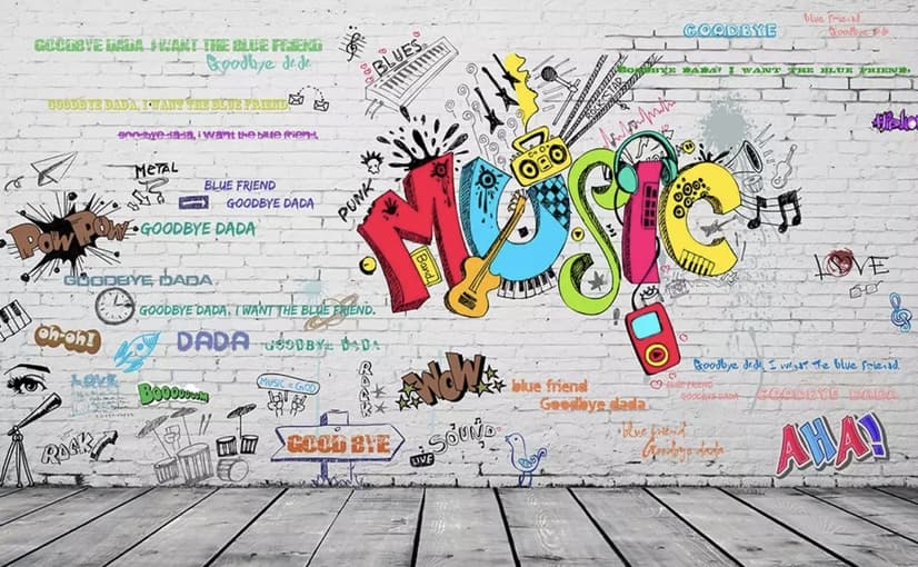 Street Graffiti Rock Music Wallpaper Mural