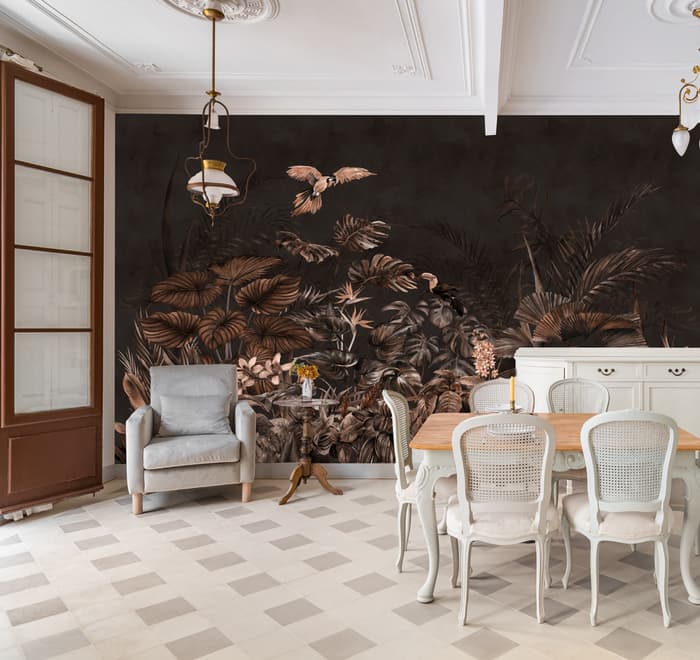 Dark Tropical Plants Wallpaper Mural