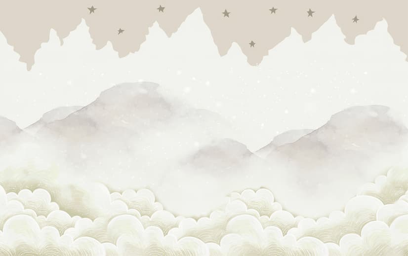 Kids Mountain with Clouds Wallpaper Mural