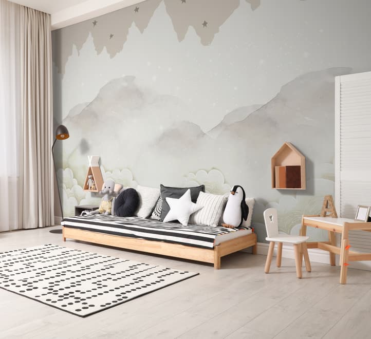 Kids Mountain with Clouds Wallpaper Mural