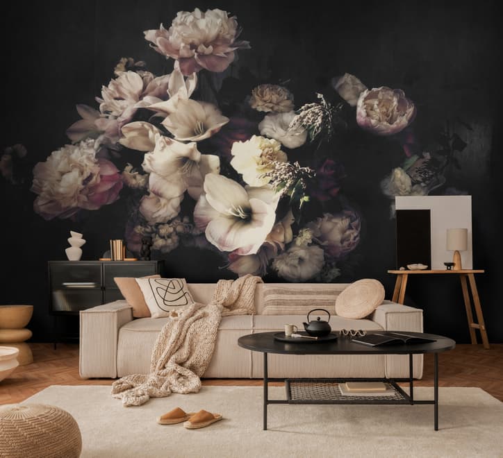 Dutch Dark Floral Wallpaper Mural