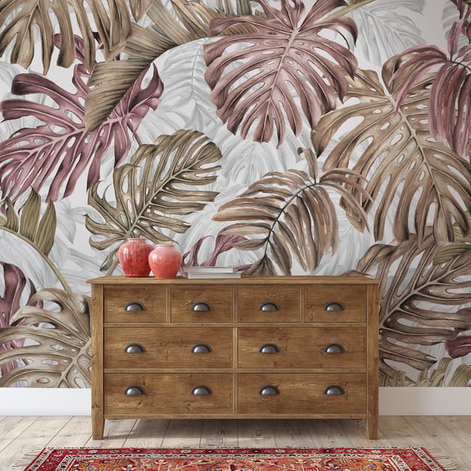 Tropical Leaf Pattern Wallpaper Mural