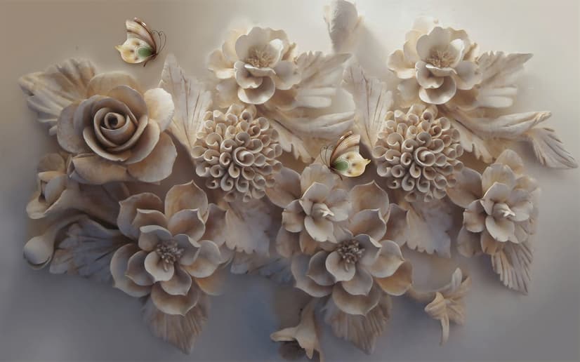 3D-Look Faux Geprägte Blumen Fototapete